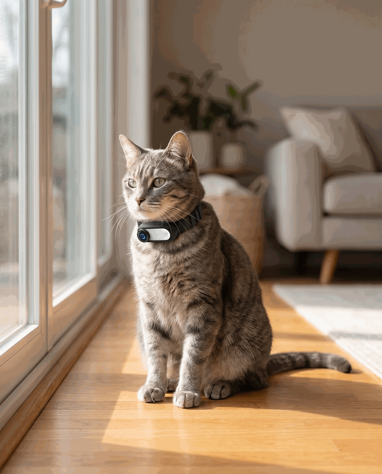 Tabby cat in a sunny home